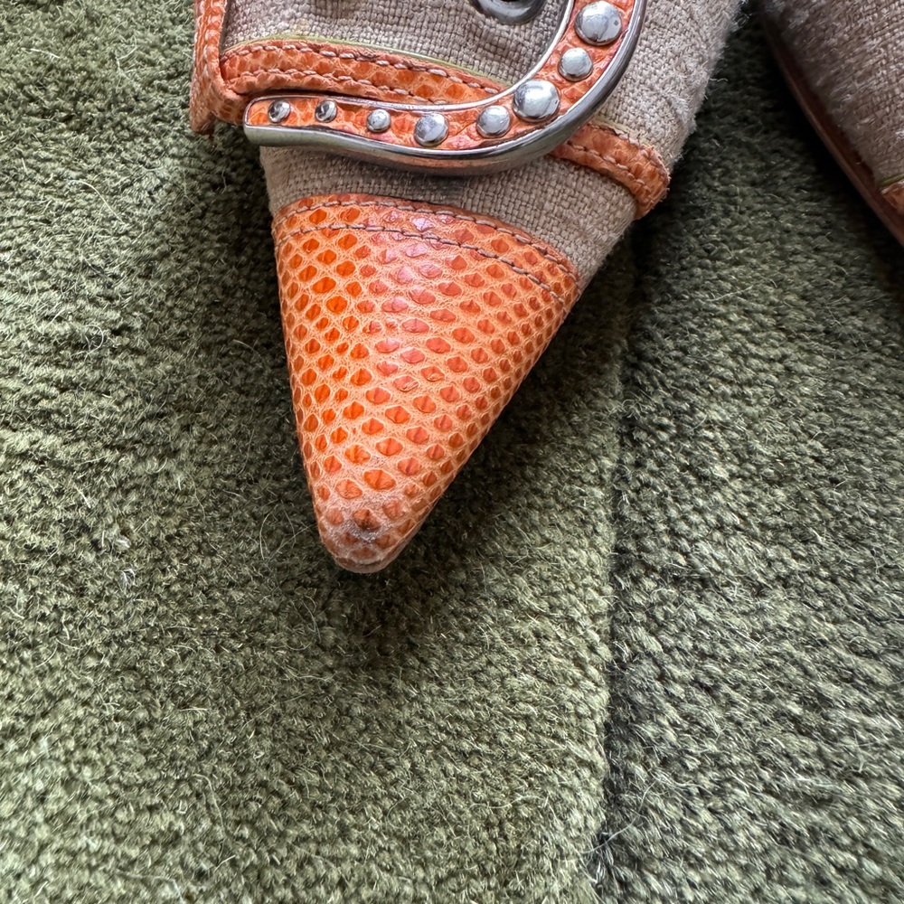 Prada Women's Vibrant Orange and Beige Heels 38.5 size - Picture 4 of 8